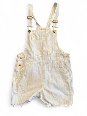 White Denim Short Overalls